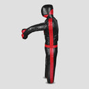 Black and red inflatable punching bag on a white background