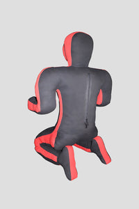 Black and red wetsuit on a gray background