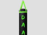 DAAN MMA Black Leather Boxing Punching Bag with Green Straps