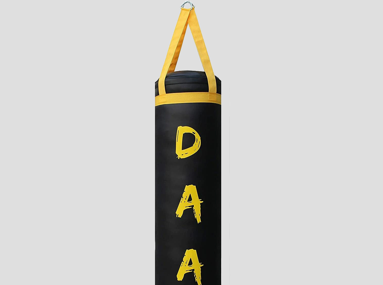 DAAN MMA Black Leather Boxing Punching Bag with Yellow Straps