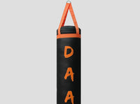 DAAN MMA Black Leather Boxing Punching Bag with Orange Straps