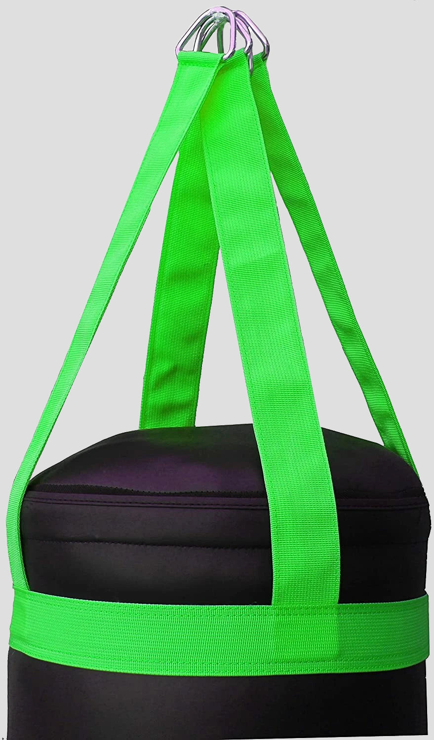 DAAN MMA Black Leather Boxing Punching Bag with Green Straps