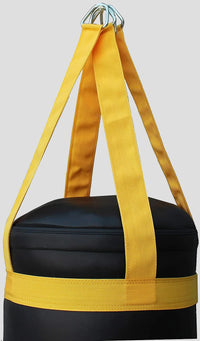 DAAN MMA Black Leather Boxing Punching Bag with Yellow Straps