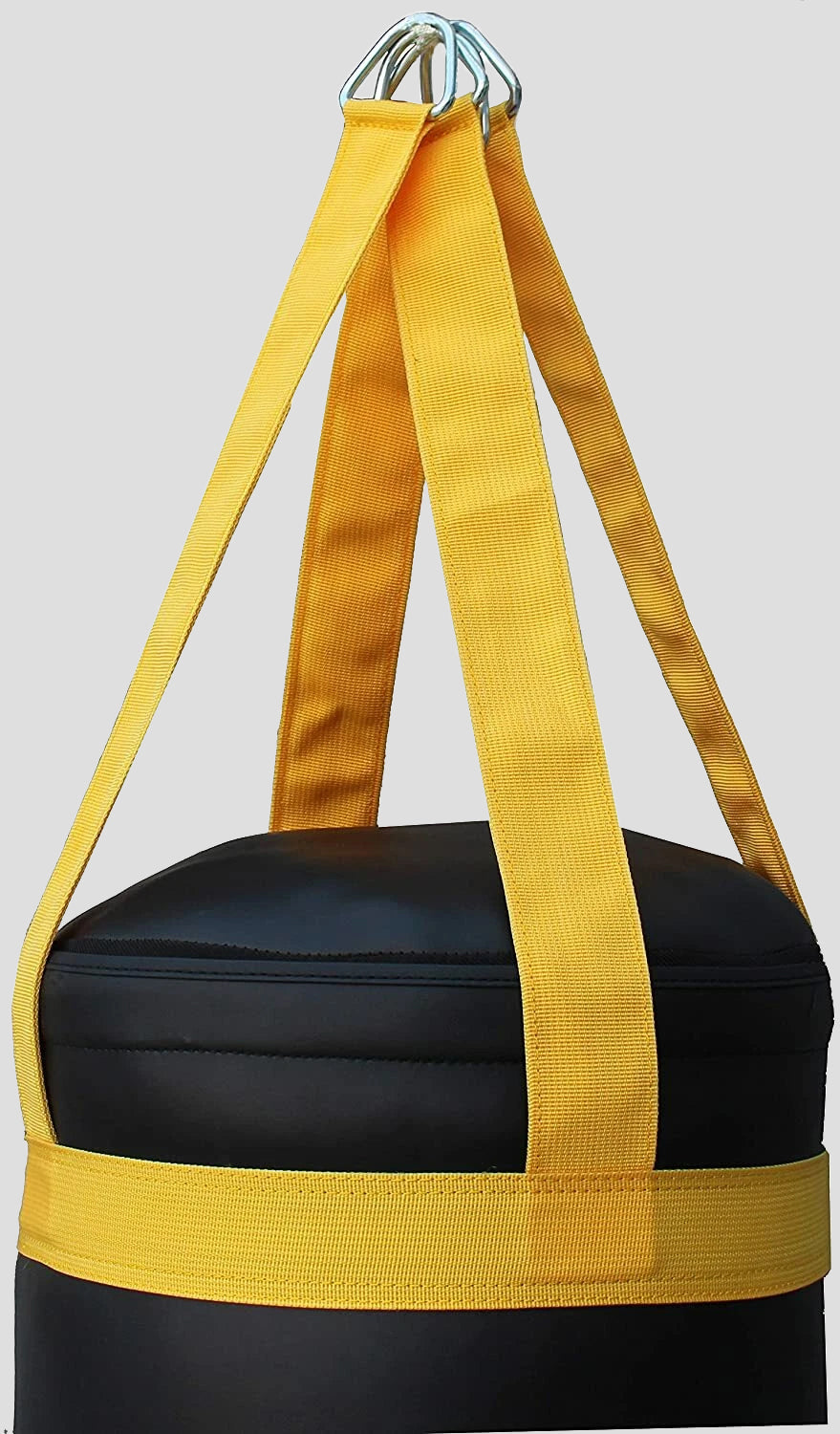 DAAN MMA Black Leather Boxing Punching Bag with Yellow Straps