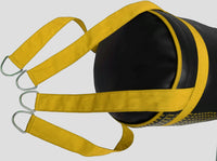DAAN MMA Black Leather Boxing Punching Bag with Yellow Straps