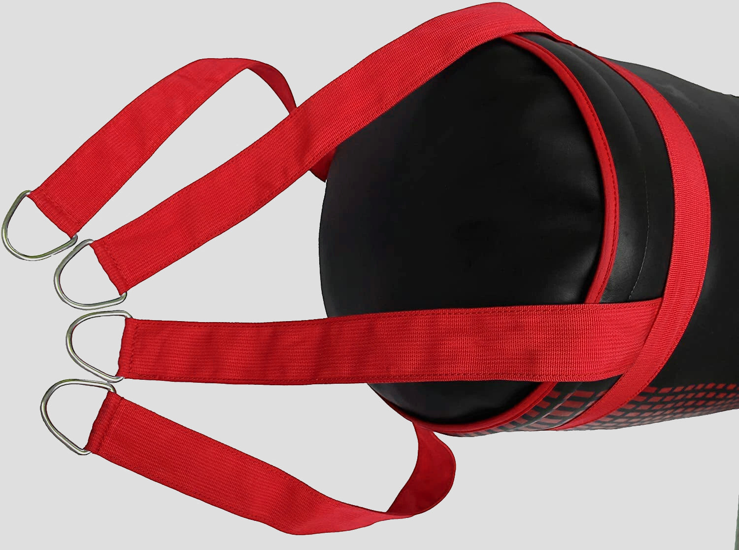 DAAN MMA Black Leather Boxing Punching Bag with Red Straps