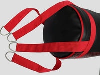 DAAN MMA Black Leather Boxing Punching Bag with Red Straps