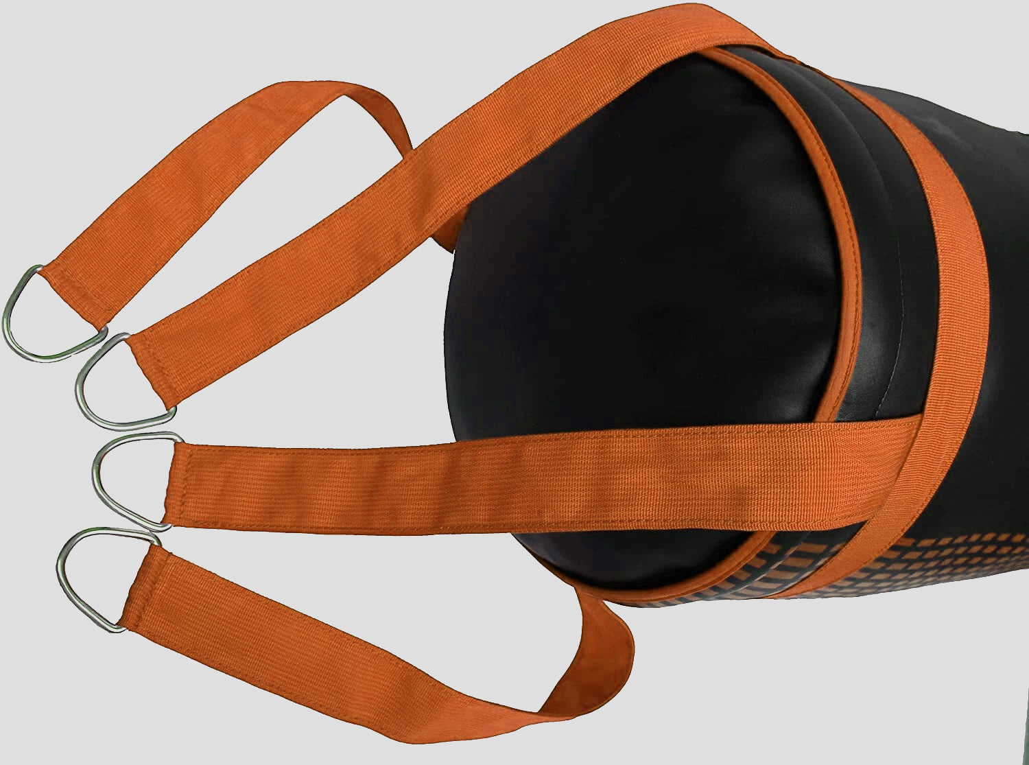 DAAN MMA Black Leather Boxing Punching Bag with Orange Straps