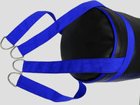 DAAN MMA Black Leather Boxing Punching Bag with Blue Straps