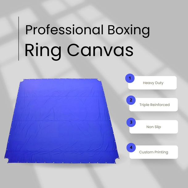 Blue Professional Boxing Ring Canvas – Heavy-Duty, 3X Reinforced, Non-Slip Mat for MMA, Boxing & Wrestling