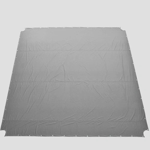 Gray tarp with a textured surface on a light gray background