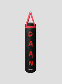 DAAN MMA Black Leather Boxing Punching Bag with Red Straps